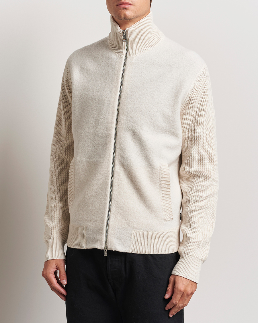 Mies |  | BOSS BLACK | Emeraviglio Wool/Cotton Full Zip Open White