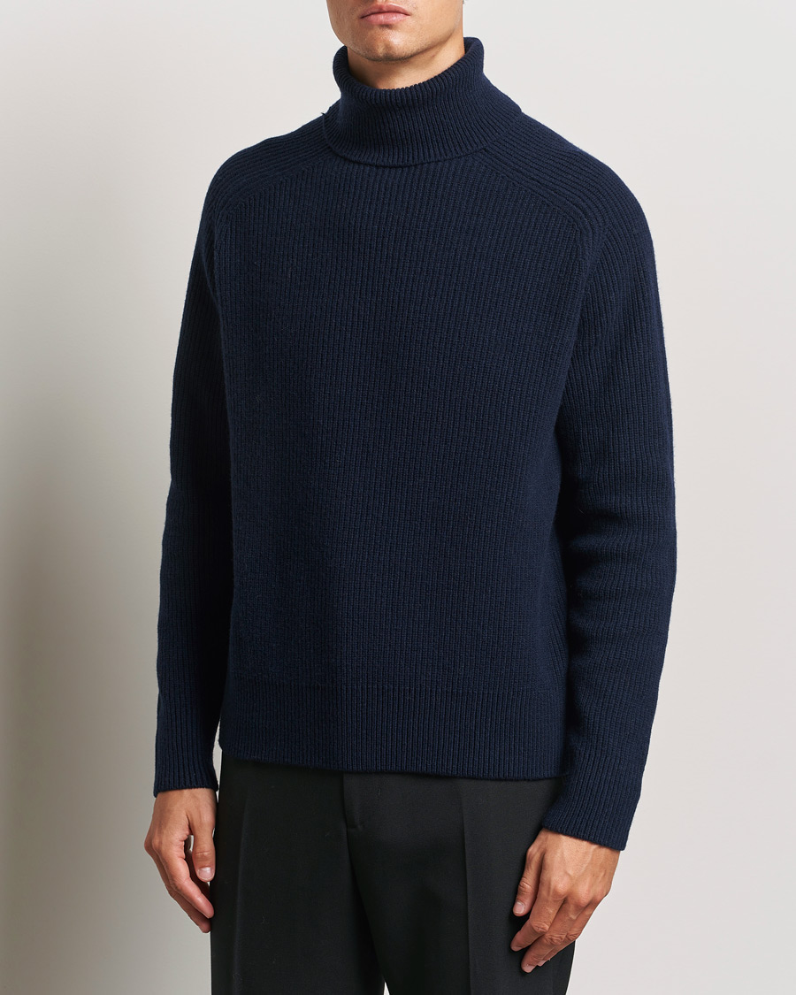 Mies |  | BOSS BLACK | Evento Wool Rib Knitted Polo Dark Blue