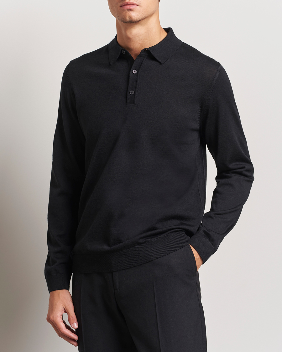 Mies |  | BOSS BLACK | Lancione Merino Knitted Polo Black