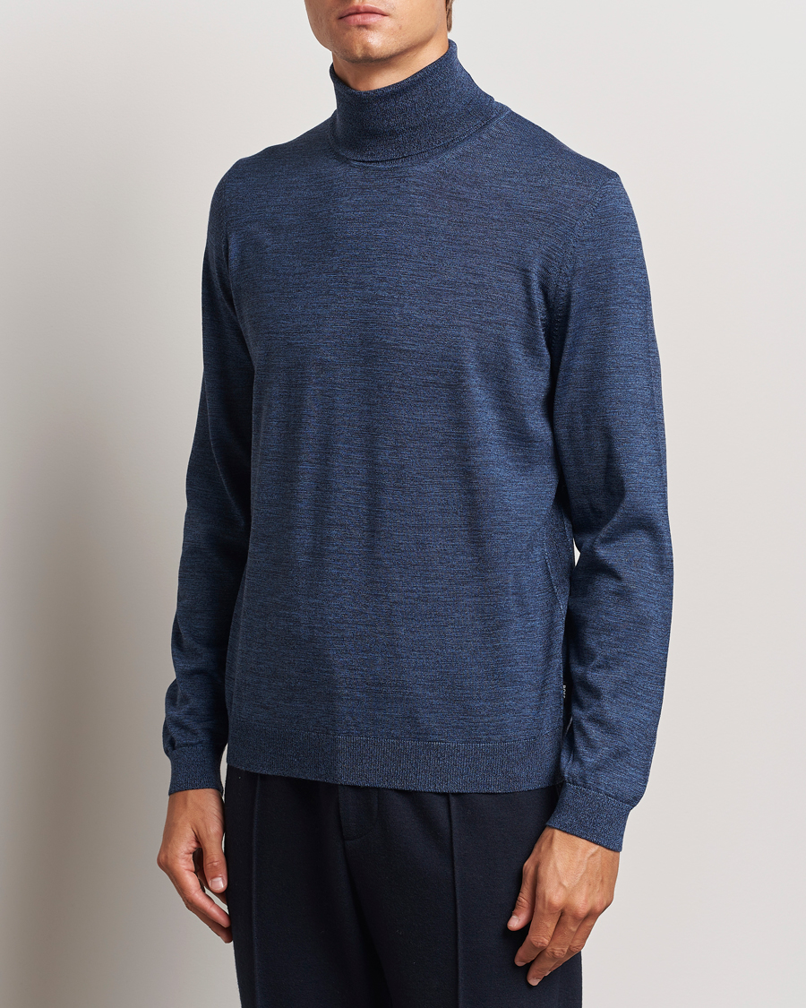 Mies |  | BOSS BLACK | Musso Merino Knitted Polo Bright Blue