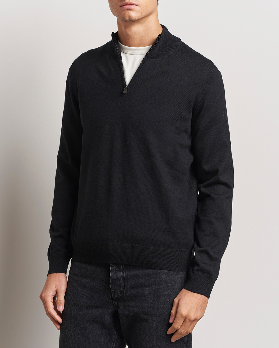 Mies |  | BOSS BLACK | Ebenji Merino Knitted Half Zip Black