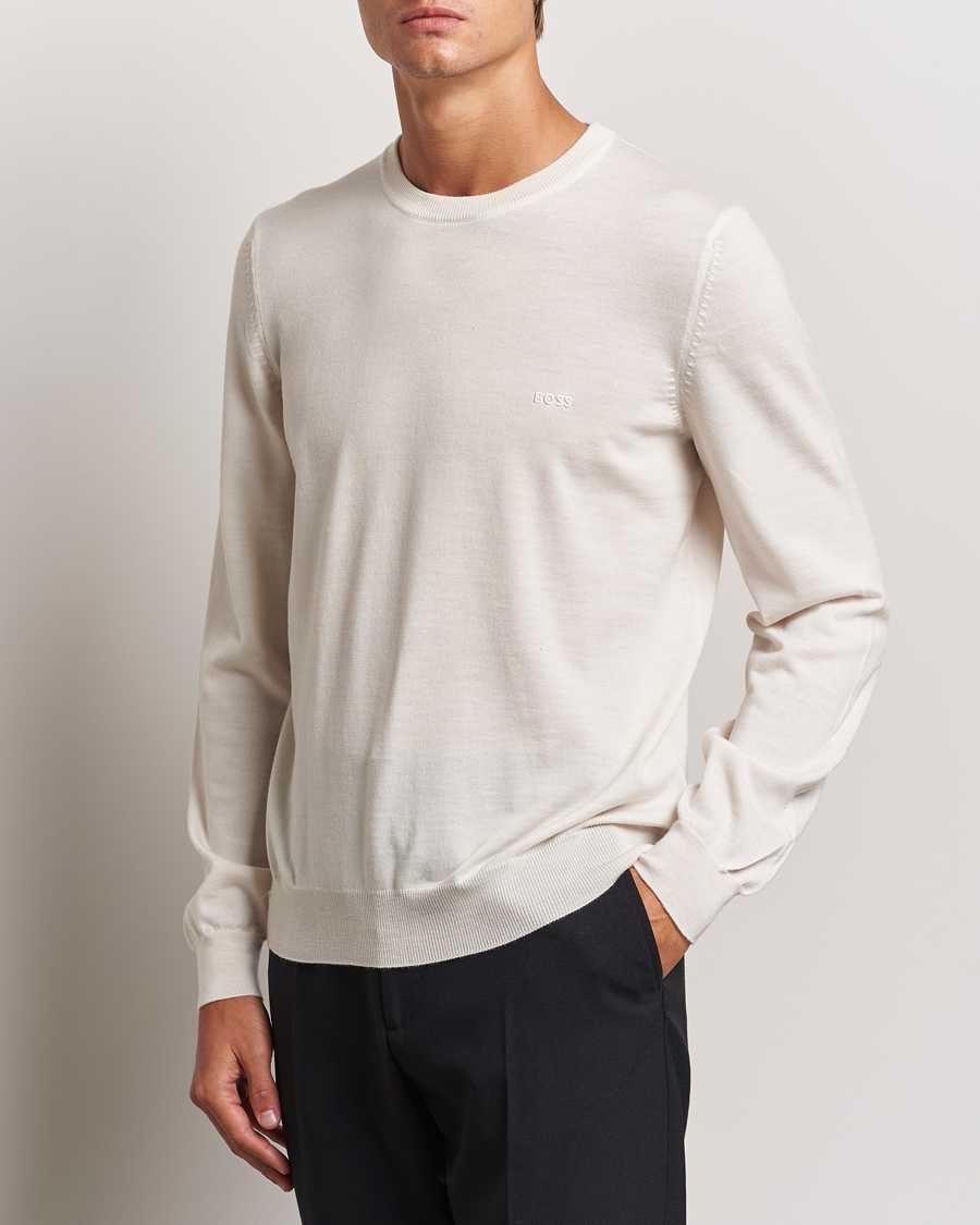 Mies | Business & Beyond - Formal | BOSS BLACK | Botto Merino Knitted Pullover Open White