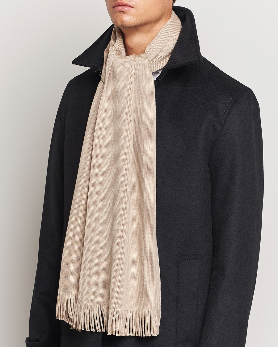 Mies |  | BOSS BLACK | Albas Wool Scarf Light Beige