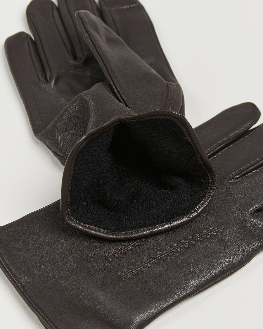 Mies |  | BOSS BLACK | Hainz Leather Gloves Dark Brown