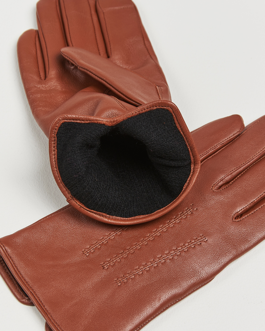 Mies |  | BOSS BLACK | Hainz Leather Gloves Medium Brown