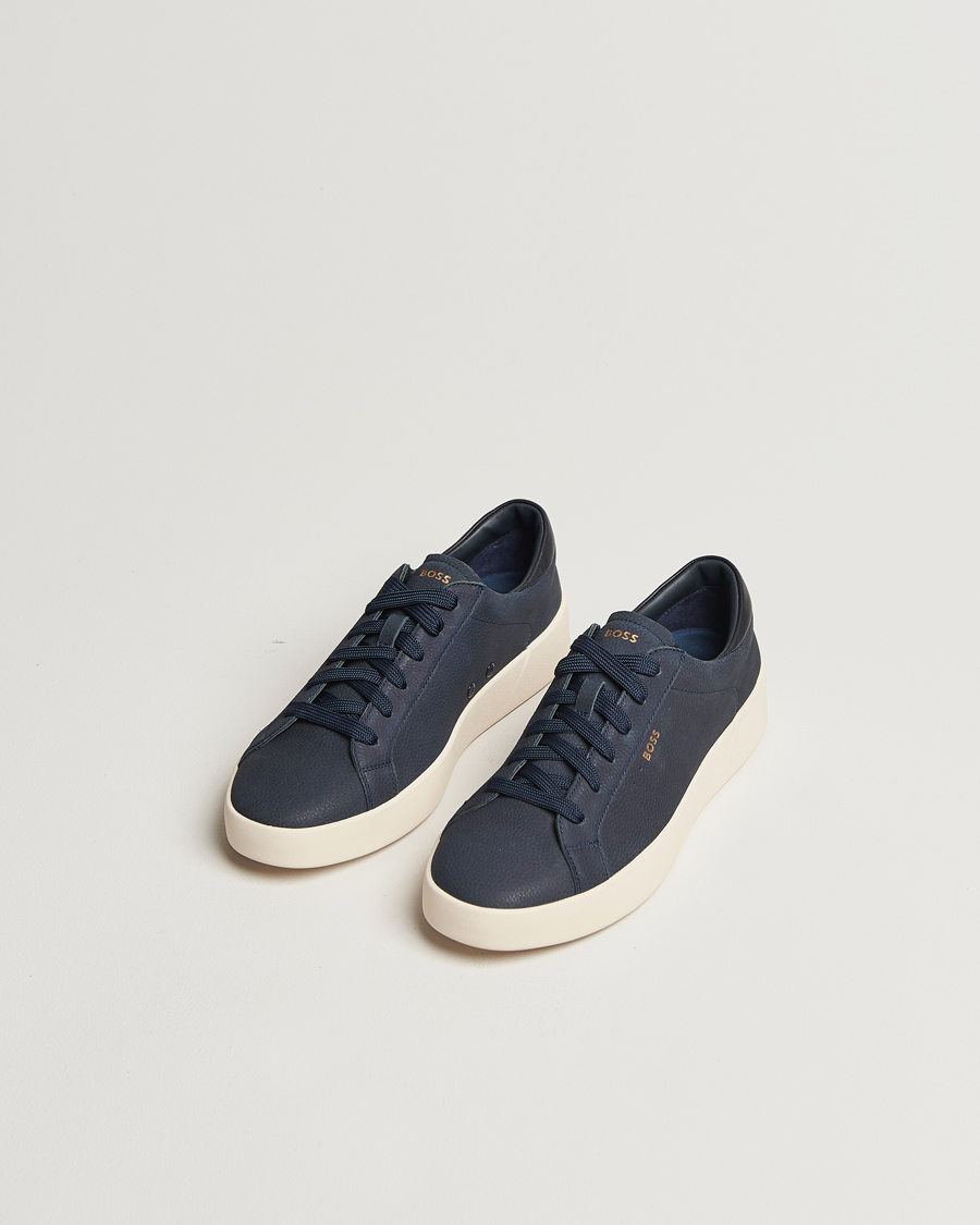 Mies | Tennarit | BOSS BLACK | Belwar Leather Sneaker Dark Blue