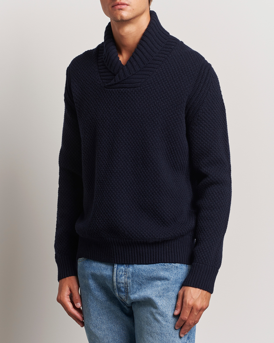 Mies |  | BOSS ORANGE | Amadon Knitted Shawl Collar Sweater Dark Blue