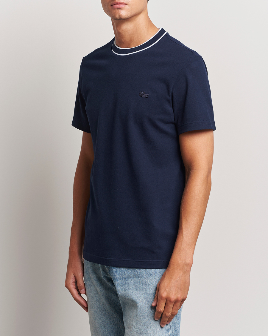 Mies |  | Lacoste | Contrast Rib Piqué T-Shirt Navy