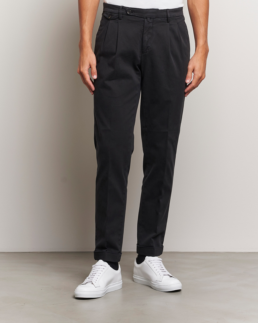 Mies |  | Briglia 1949 | Easy Fit Pleated Cotton Stretch Chino Black