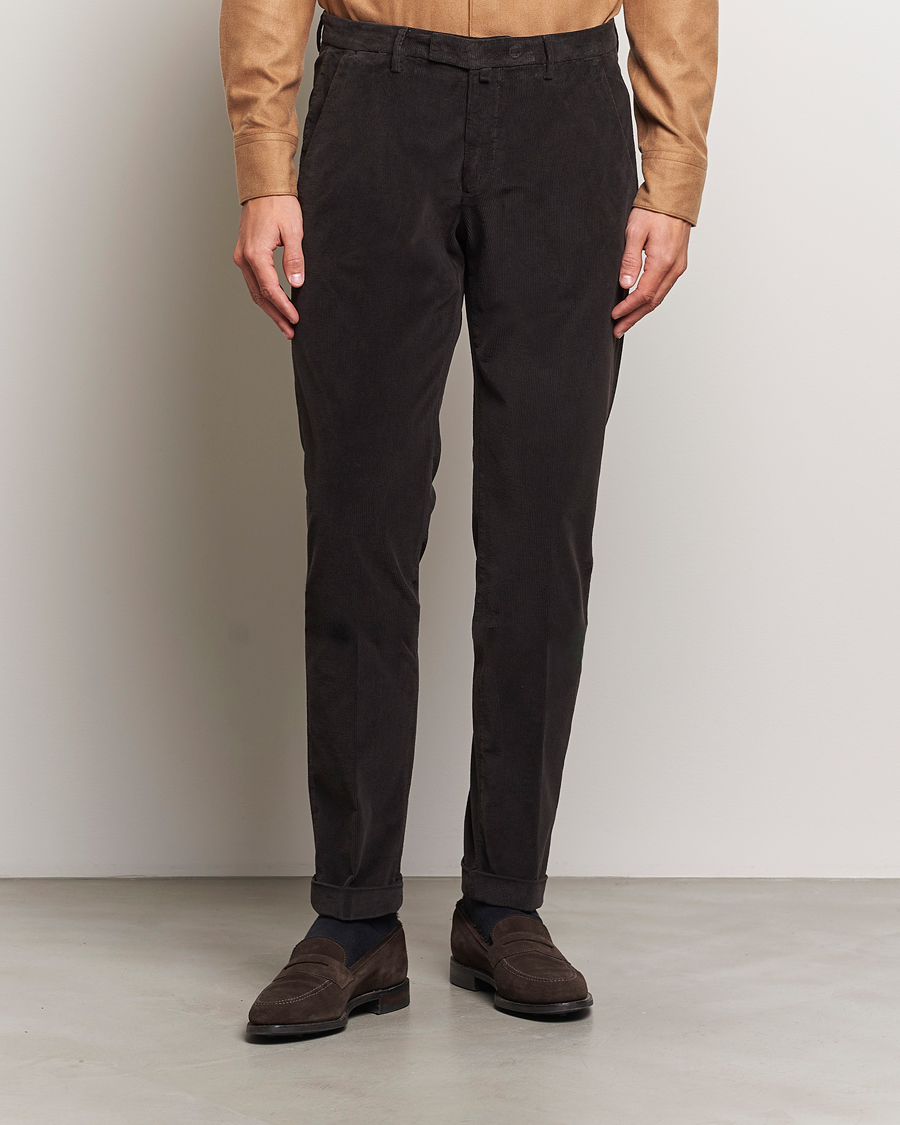 Mies |  | Briglia 1949 | Slim Fit Corduroy Trousers Dark Brown