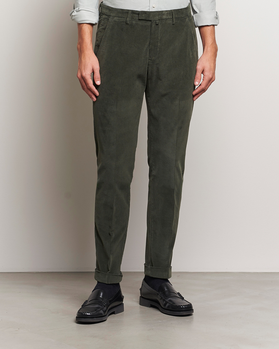 Mies |  | Briglia 1949 | Slim Fit Corduroy Trousers Dark Green