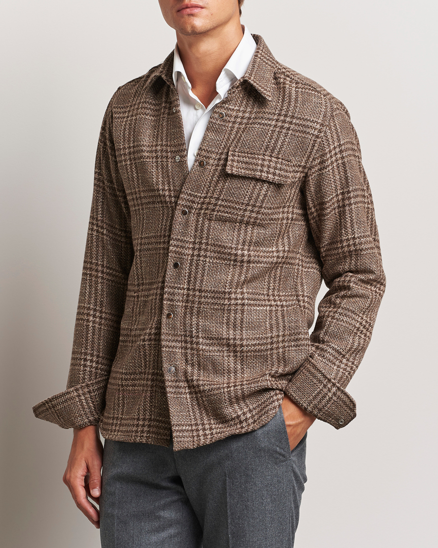 Mies | Overshirts | Kiton | Wool Check Overshirt Brown Check