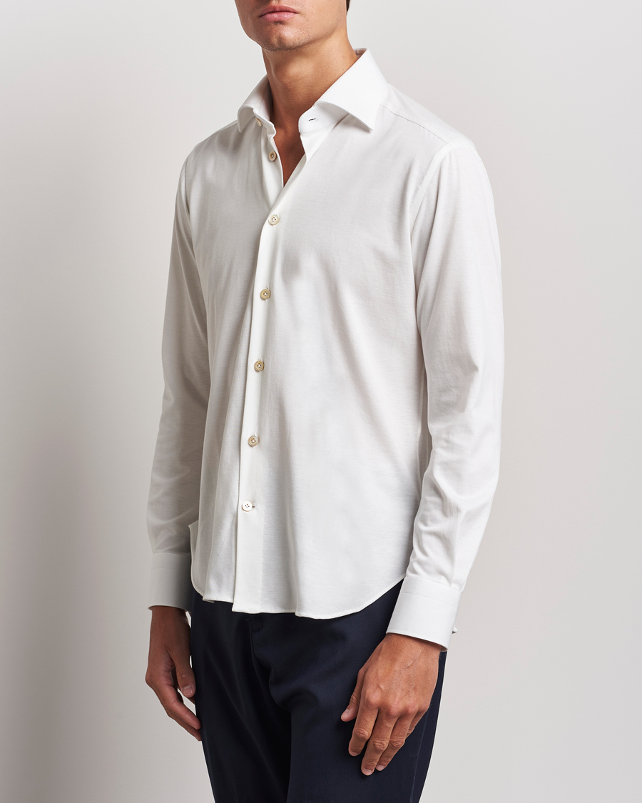 Mies | Quiet Luxury | Kiton | Cotton Jersey Shirt White