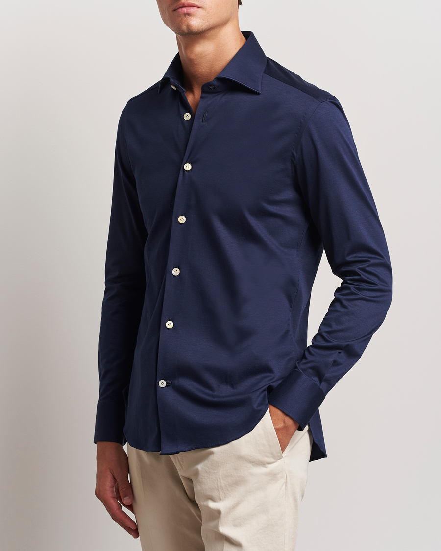 Mies | Rennot paidat | Kiton | Cotton Jersey Shirt Navy
