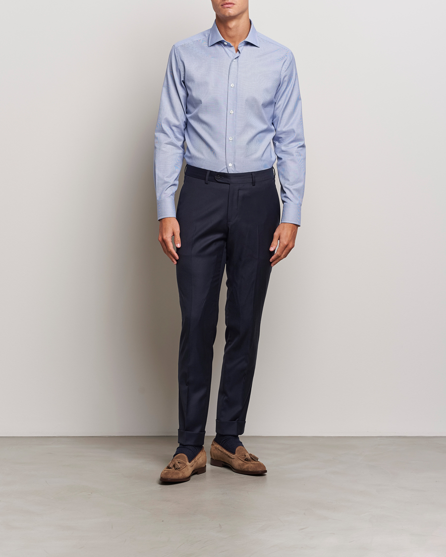 Mies |  | Brioni | Slim Fit Micro Structure Dress Shirt Light Blue