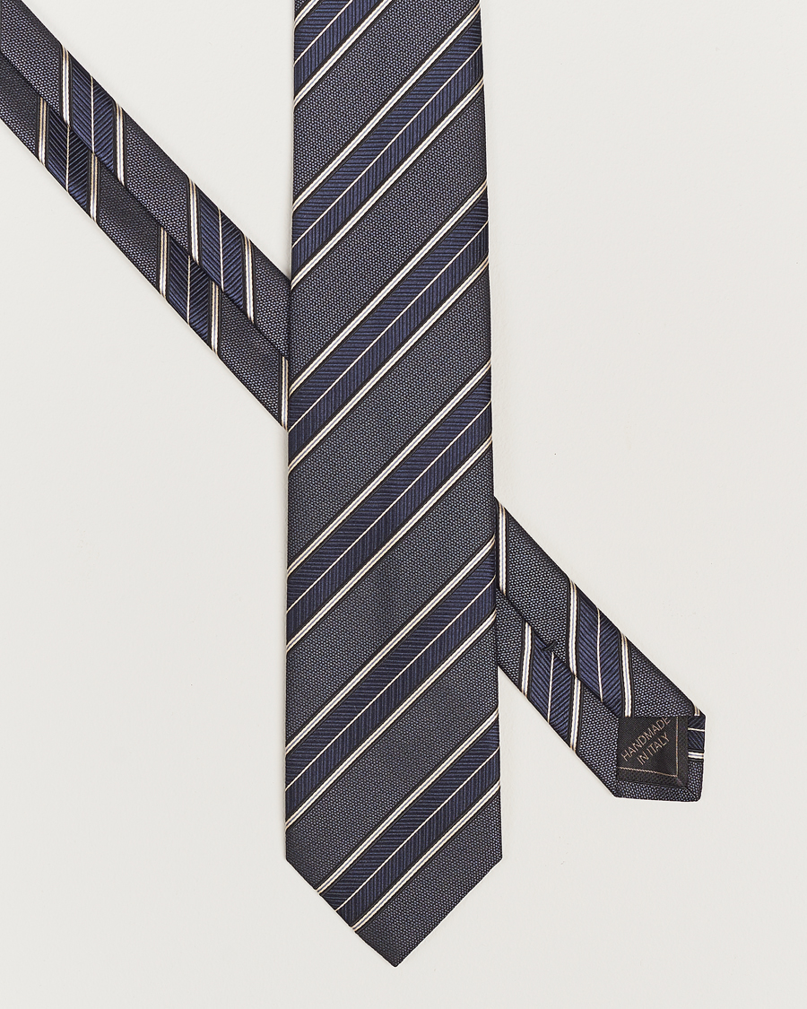 Mies |  | Brioni | Regimental Stripe Silk Tie Navy