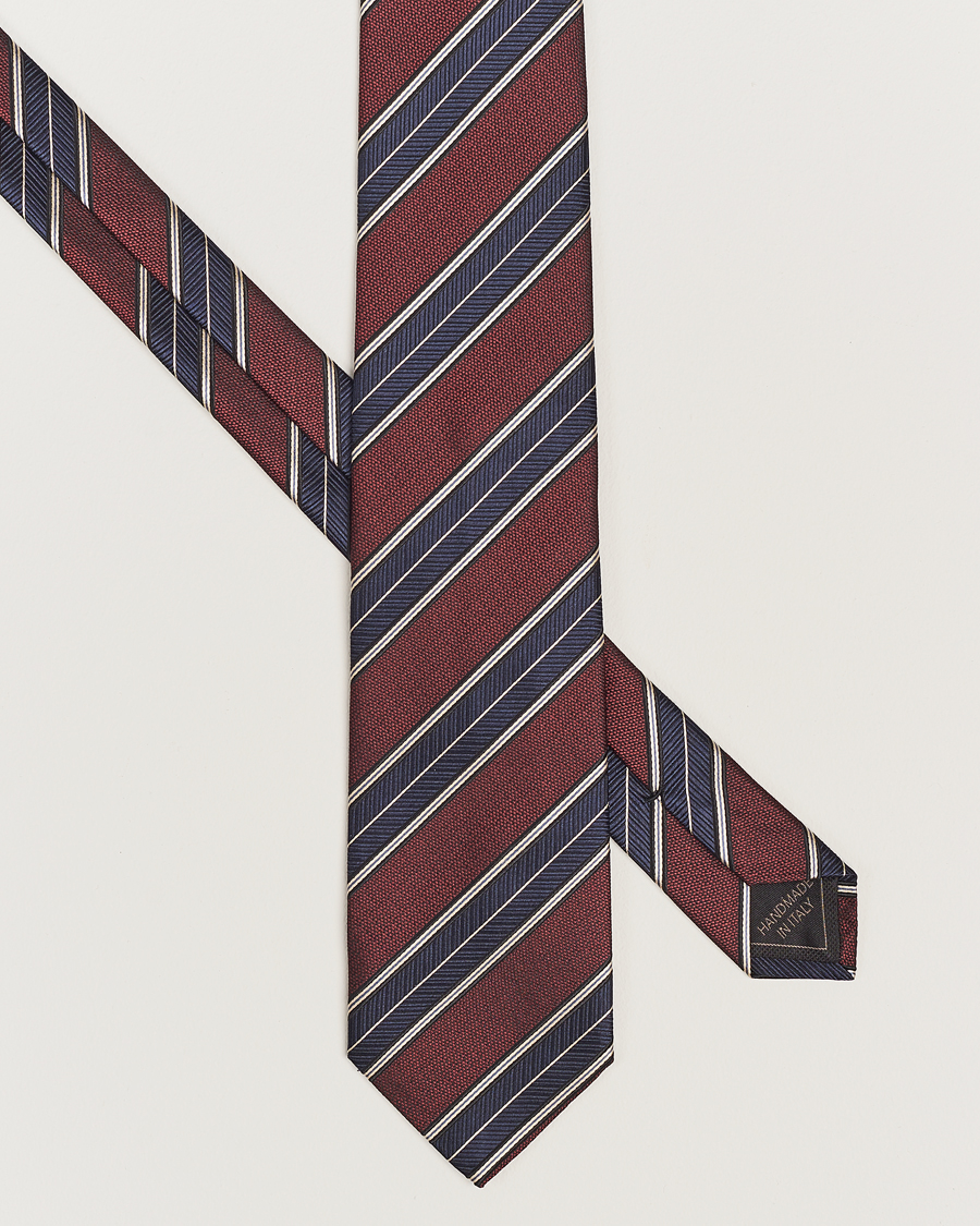Mies |  | Brioni | Regimental Stripe Silk Tie Burgundy