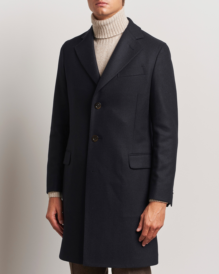 Mies |  | Boglioli | Herringbone Wool Coat Navy