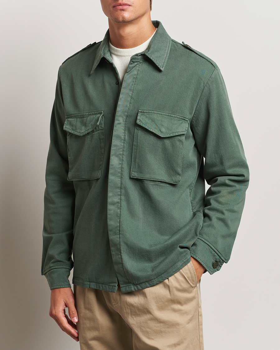 Mies |  | Aspesi | Twill Cotton Shirt Jacket Green