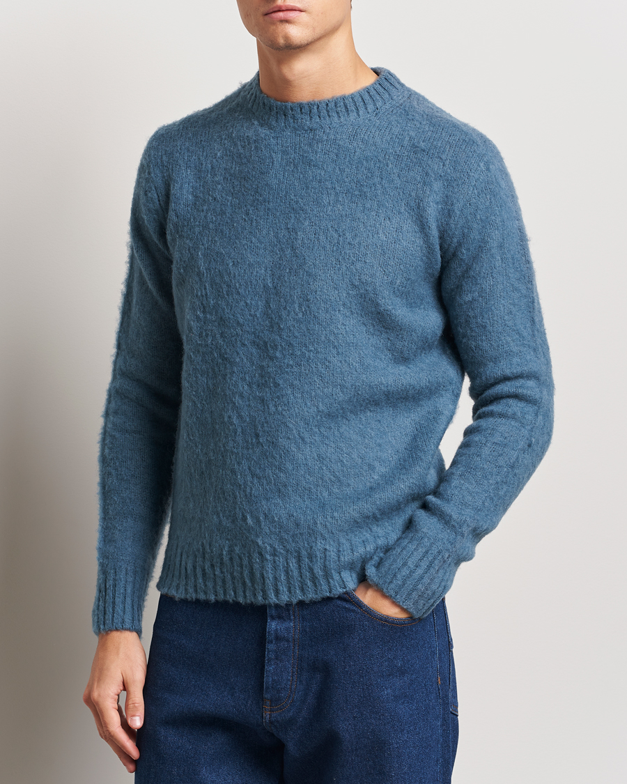 Mies |  | Aspesi | Brushed Shetland Sweater Blue