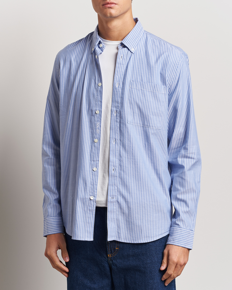 Mies |  | NN07 | Arne Tencel Striped Shirt Blue/White