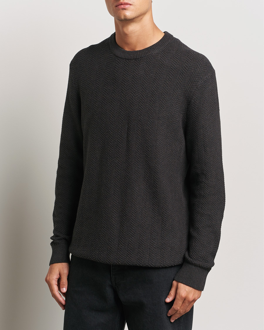 Mies |  | NN07 | Pete Cotton Knitted Crew Neck Demitase Brown