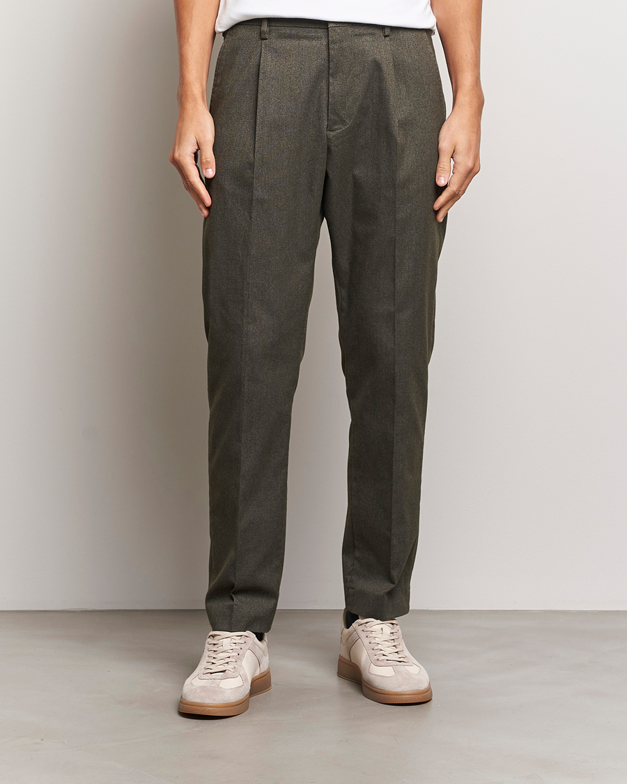 Mies |  | NN07 | Bill Pleated Brushed Cotton Trousers Dark Army