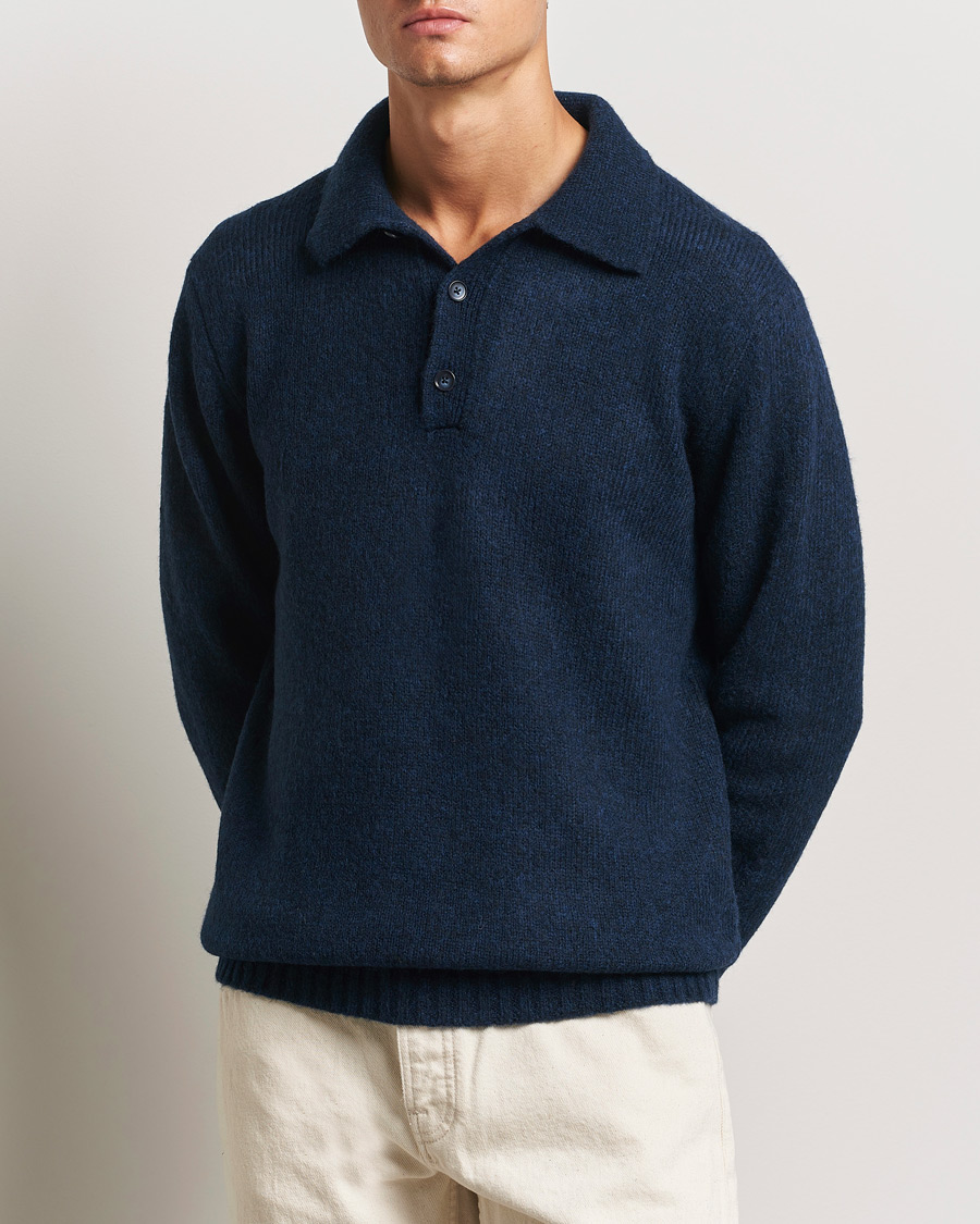 Mies |  | NN07 | Lee Brushed Wool Polo Navy Blue