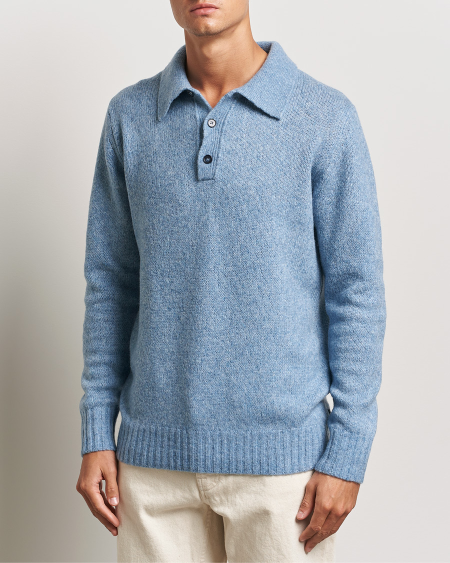 Mies |  | NN07 | Lee Brushed Wool Polo Tink Blue