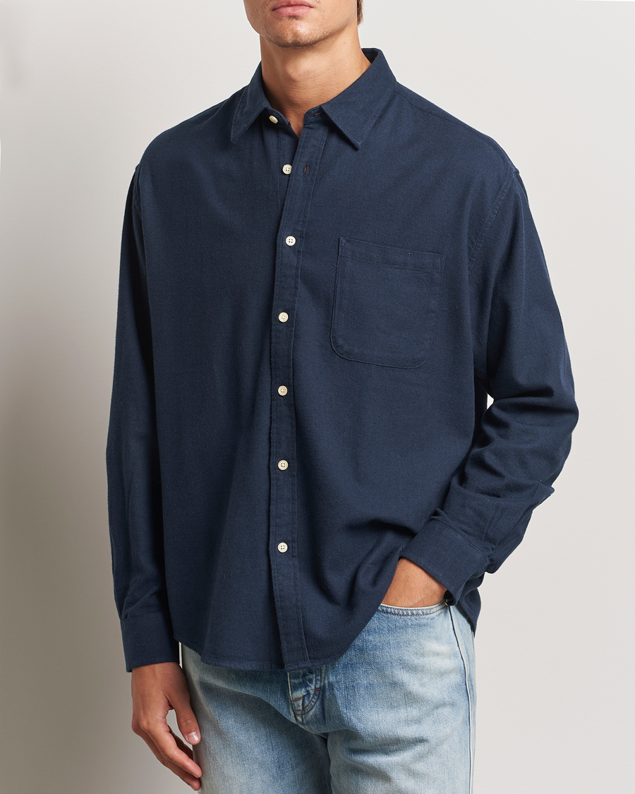 Mies |  | NN07 | Deon Flannel Shirt Navy Blue