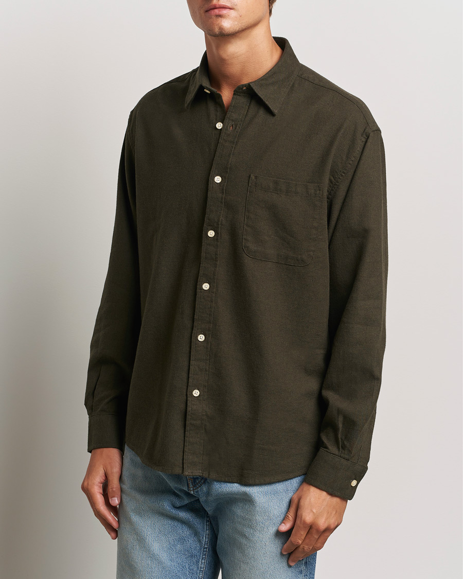 Mies | Business & Beyond - Casual | NN07 | Deon Flannel Shirt Dark Army