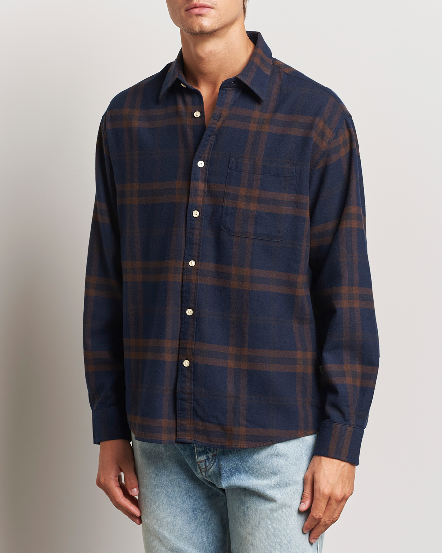 Mies | Business & Beyond - Casual | NN07 | Deon Flannel Shirt Blue/Brown