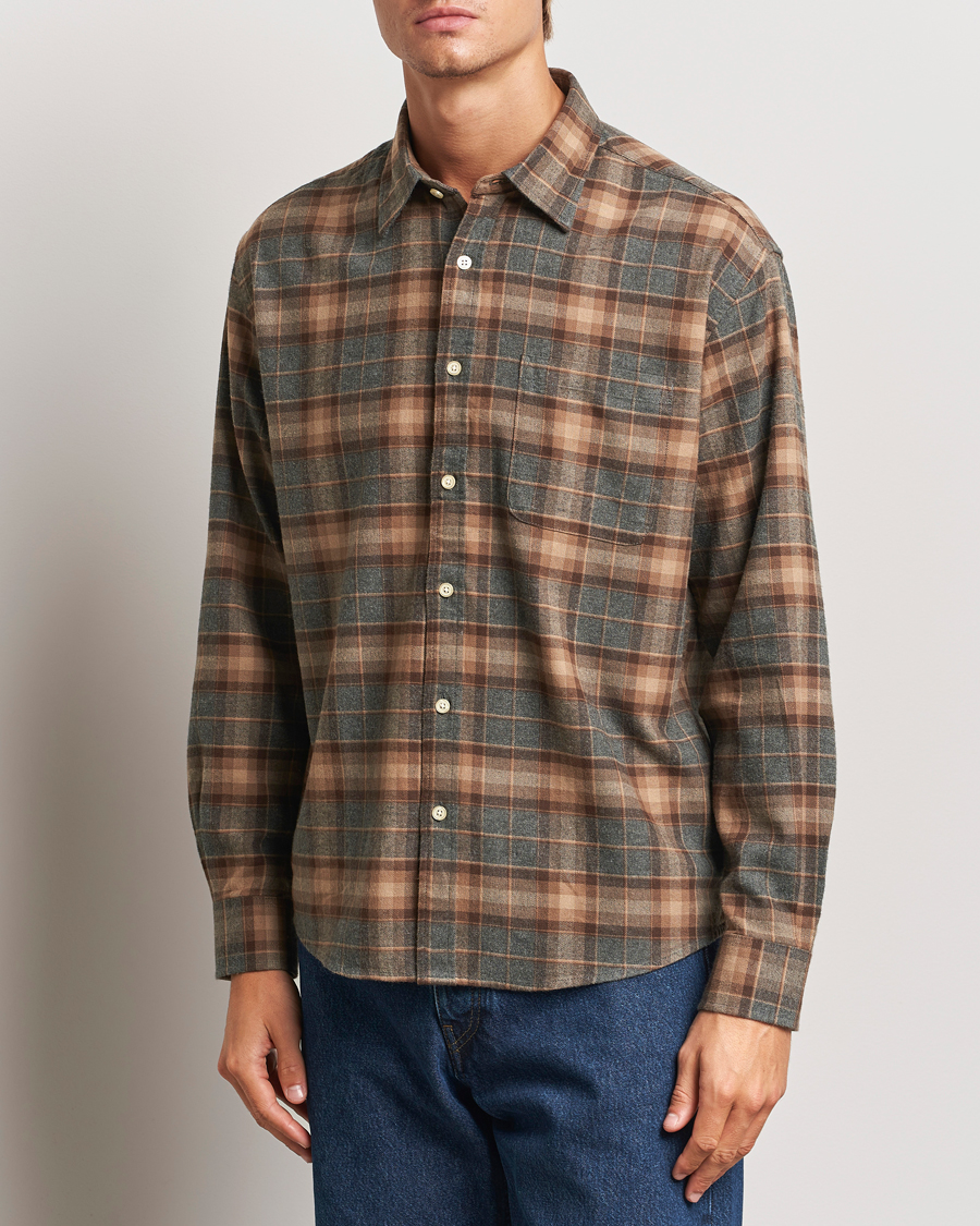 Mies |  | NN07 | Deon Flannel Shirt Brown/Grey