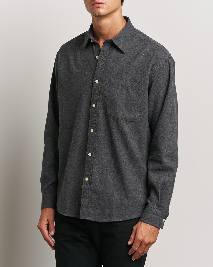 Mies |  | NN07 | Deon Flannel Shirt Dark Grey Melange