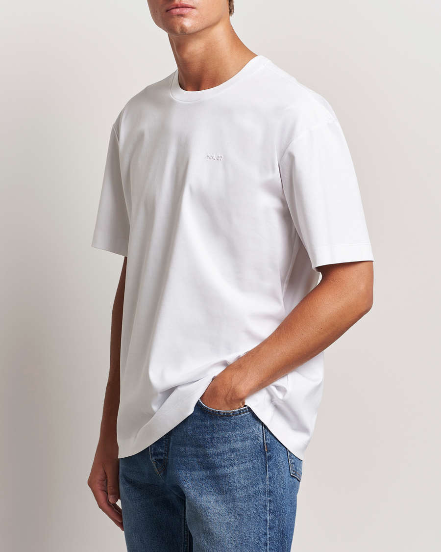 Mies |  | NN07 | Nat Logo Mercerized Crew Neck T-Shirt White