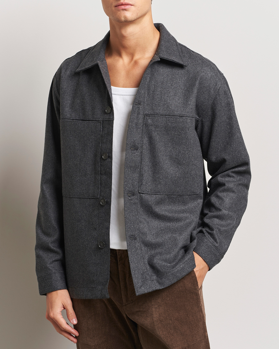 Mies |  | NN07 | Isak Wool Overshirt Grey Melange