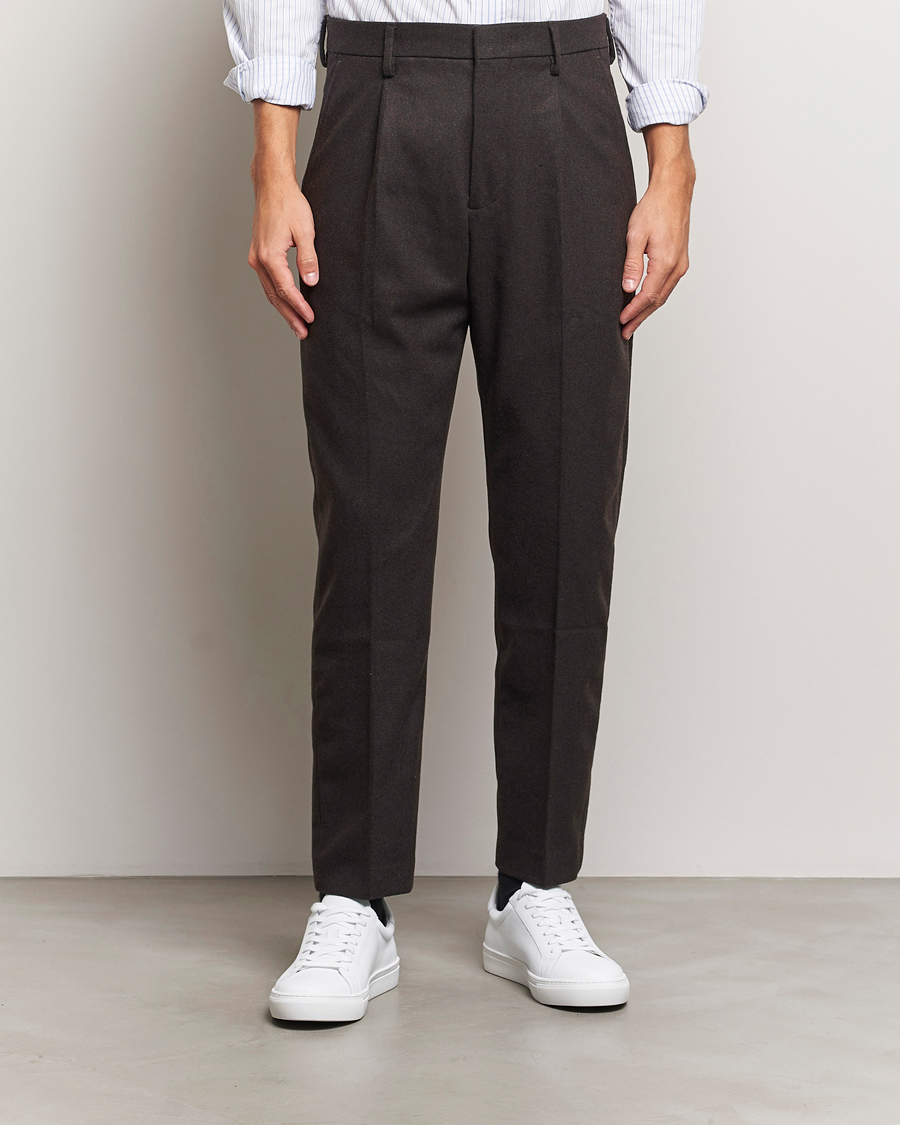 Mies |  | NN07 | Bill Wool Pleated Trousers Dark Brown