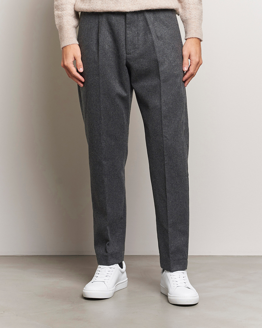 Mies |  | NN07 | Bill Wool Pleated Trousers Grey Melange