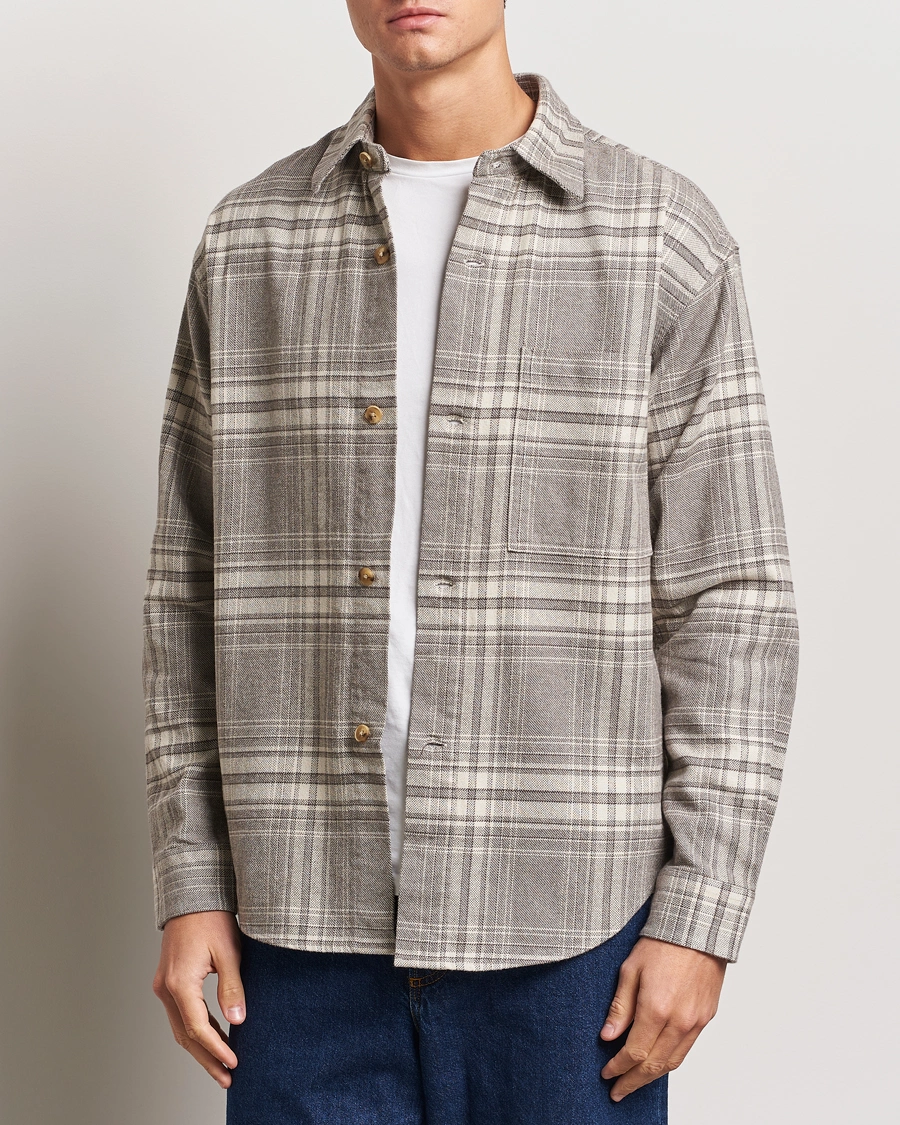 Mies |  | NN07 | Adwin Checked Flannel Overshirt Grey/White