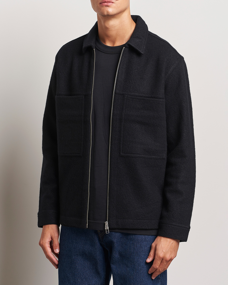 Mies | Business & Beyond - Casual | NN07 | Isak Boiled Wool Full Zip Black