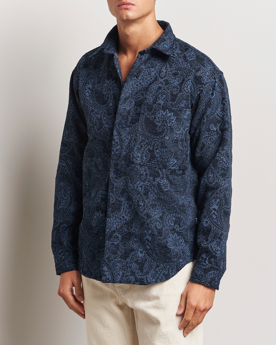 Mies |  | NN07 | Adwin Flower Overshirt Navy Blue