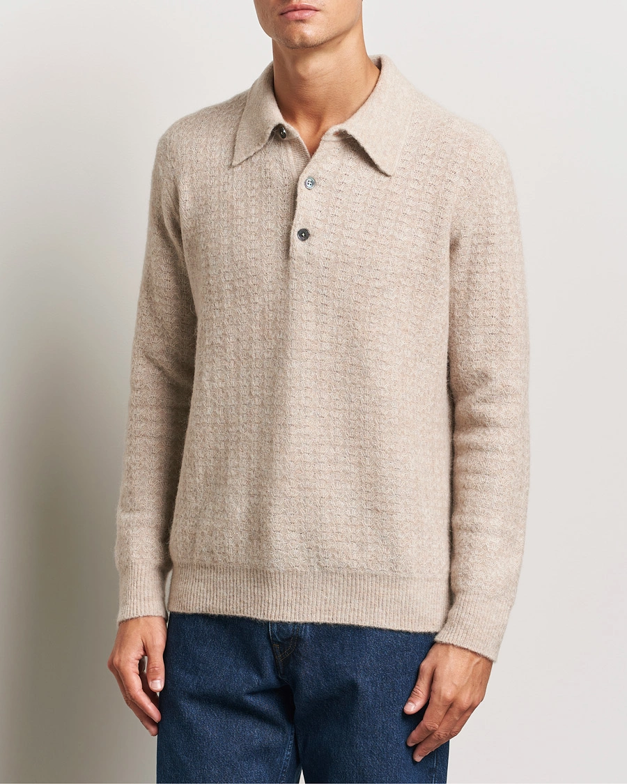 Mies |  | NN07 | Alfie Alpaca Knitted Polo Greige