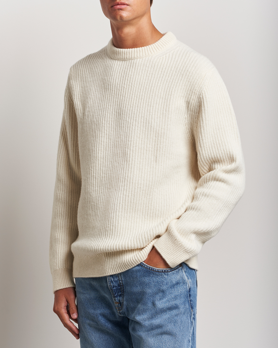 Mies |  | Nudie Jeans | August Wool Rib Knitted Sweater Off White