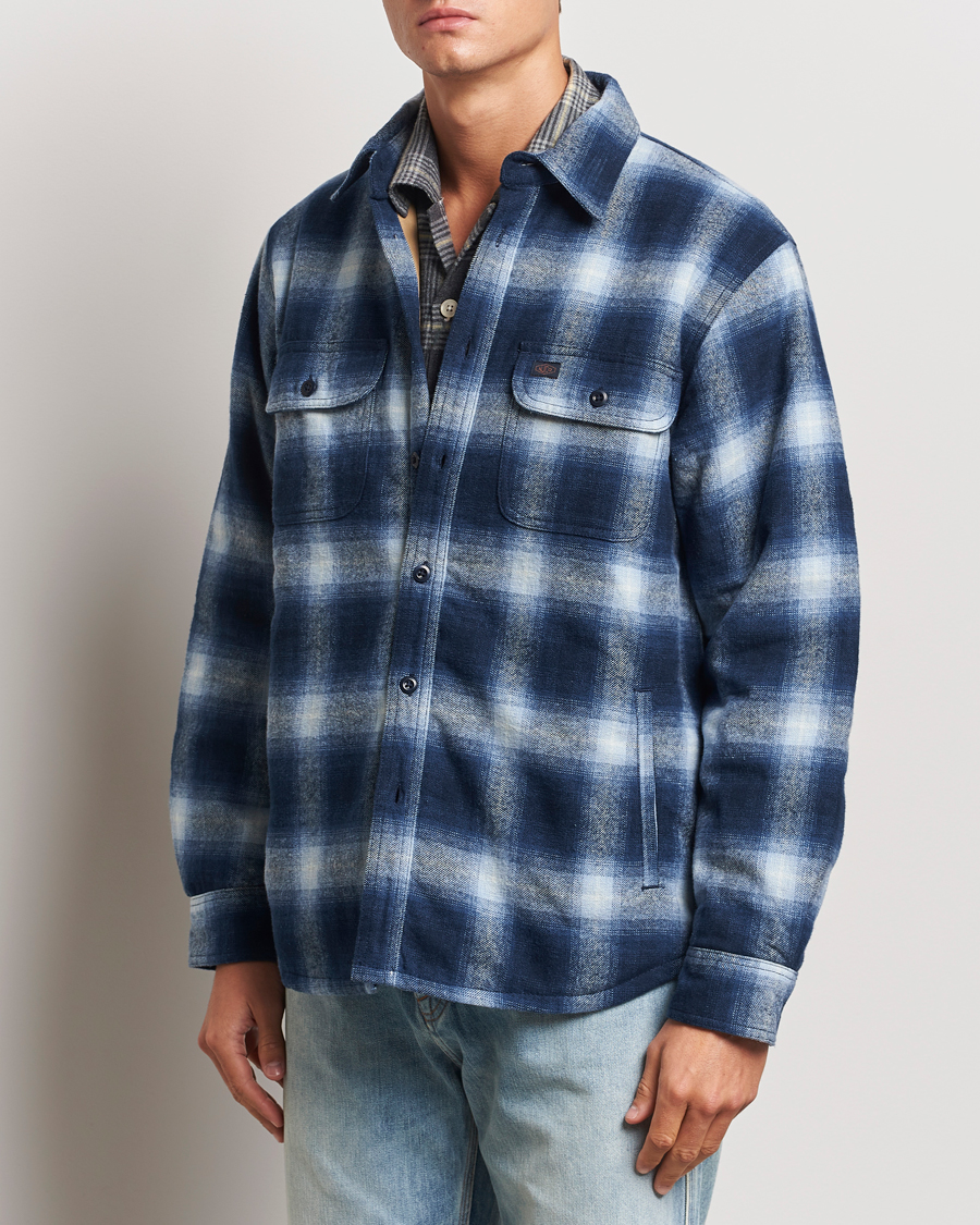 Mies | Business & Beyond - Casual | Nudie Jeans | Glenn Padded Checked Shirt Jacket Blue