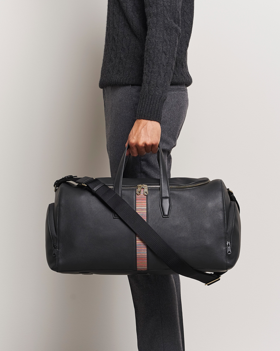 Mies |  | Paul Smith | Leather Stripe Holdall Black