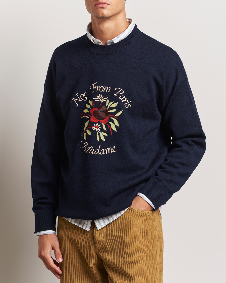 Mies |  | Drôle de Monsieur | Flower Slogan Pullover Dark Navy