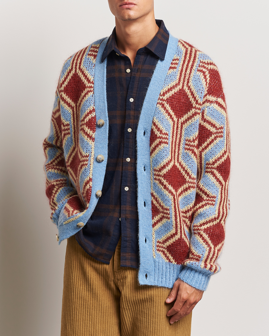 Mies |  | Drôle de Monsieur | Geometric Mohair Cardigan Red/Blue