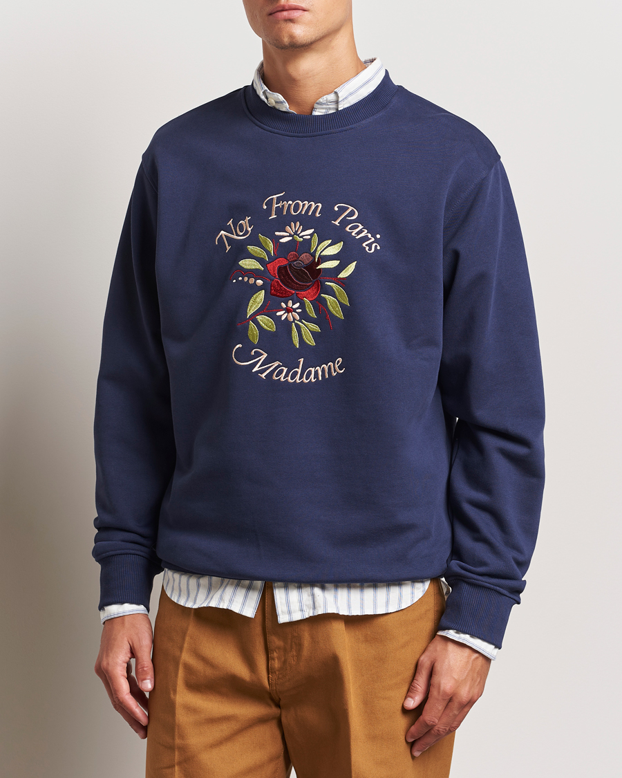 Mies |  | Drôle de Monsieur | Flower Slogan Sweatshirt Dark Navy