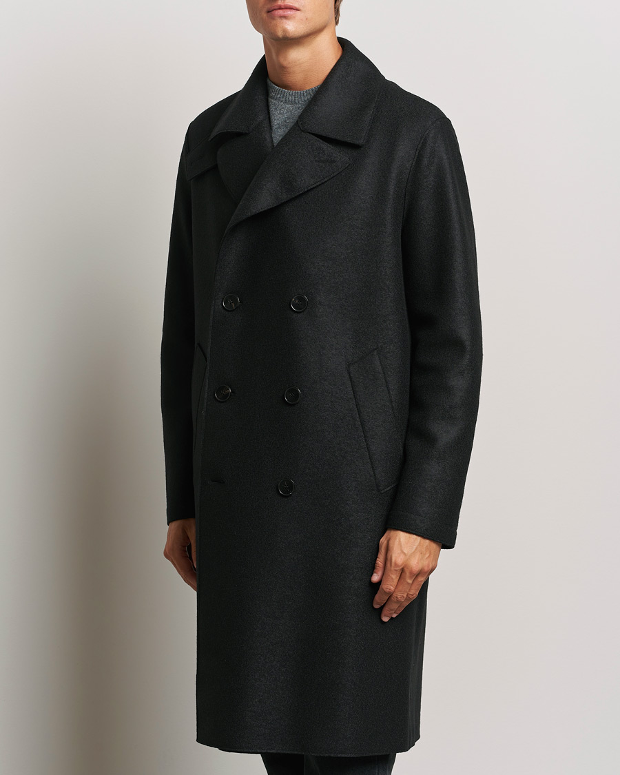 Mies | Business & Beyond - Casual | Harris Wharf London | Pressed Wool Long Peacoat Black