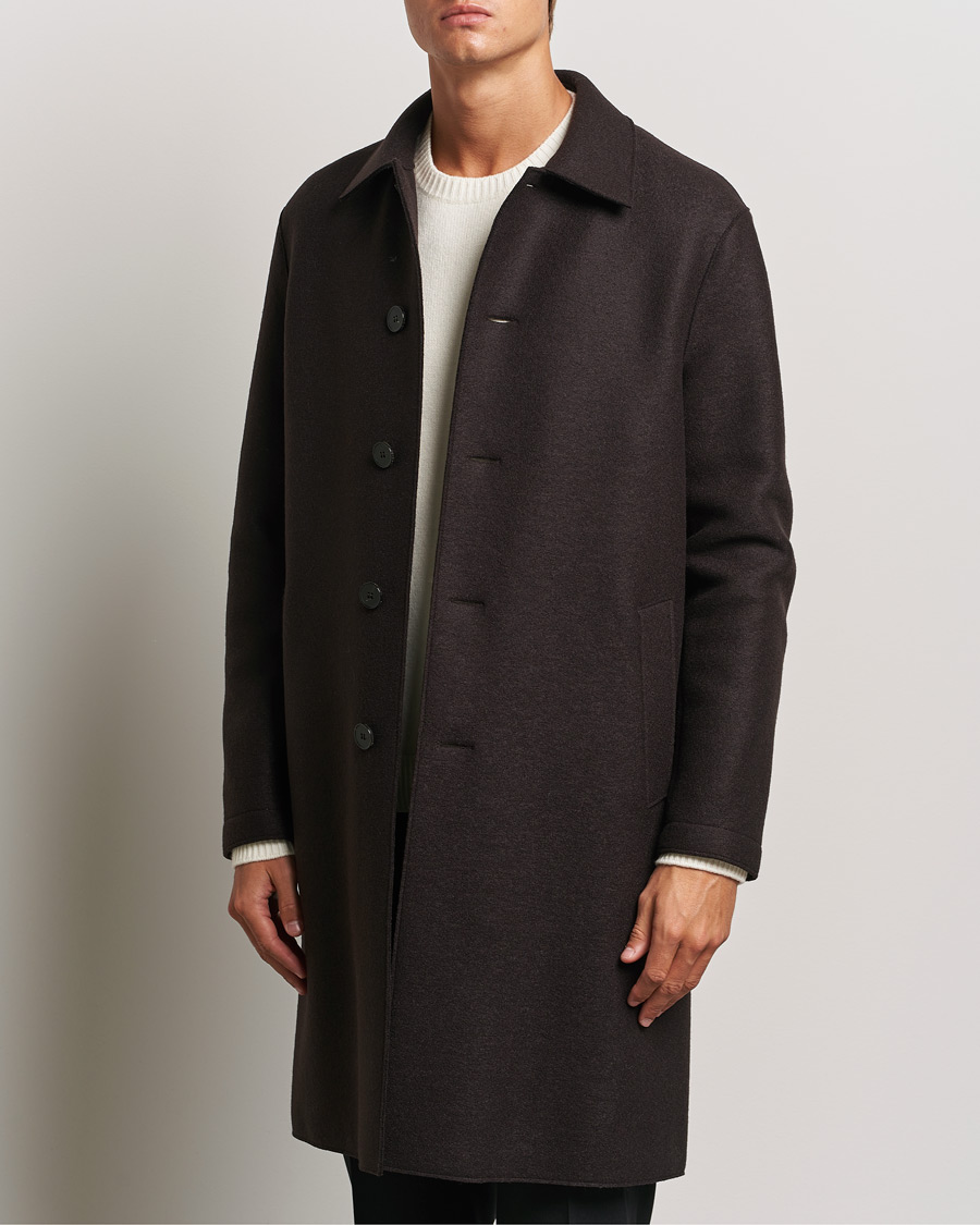 Mies |  | Harris Wharf London | Pressed Wool Mac Coat Dark Brown